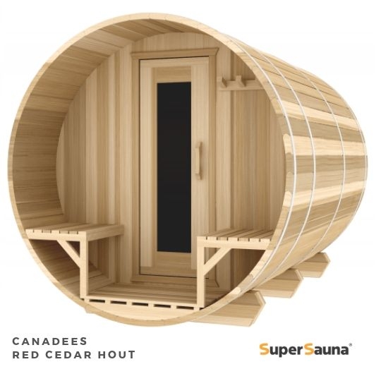 Dezelfde verkoopplan Downtown Red Cedar Barrel Sauna (zeer duurzaam) geleverd al vanaf € 7495.-  SuperSauna®